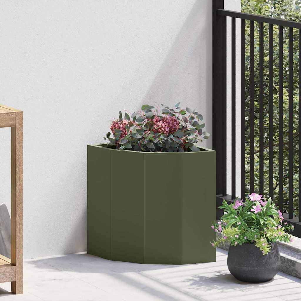 Hjørne Plantekasse Olivengrøn 30 x 30 x 35 cm Stål billede