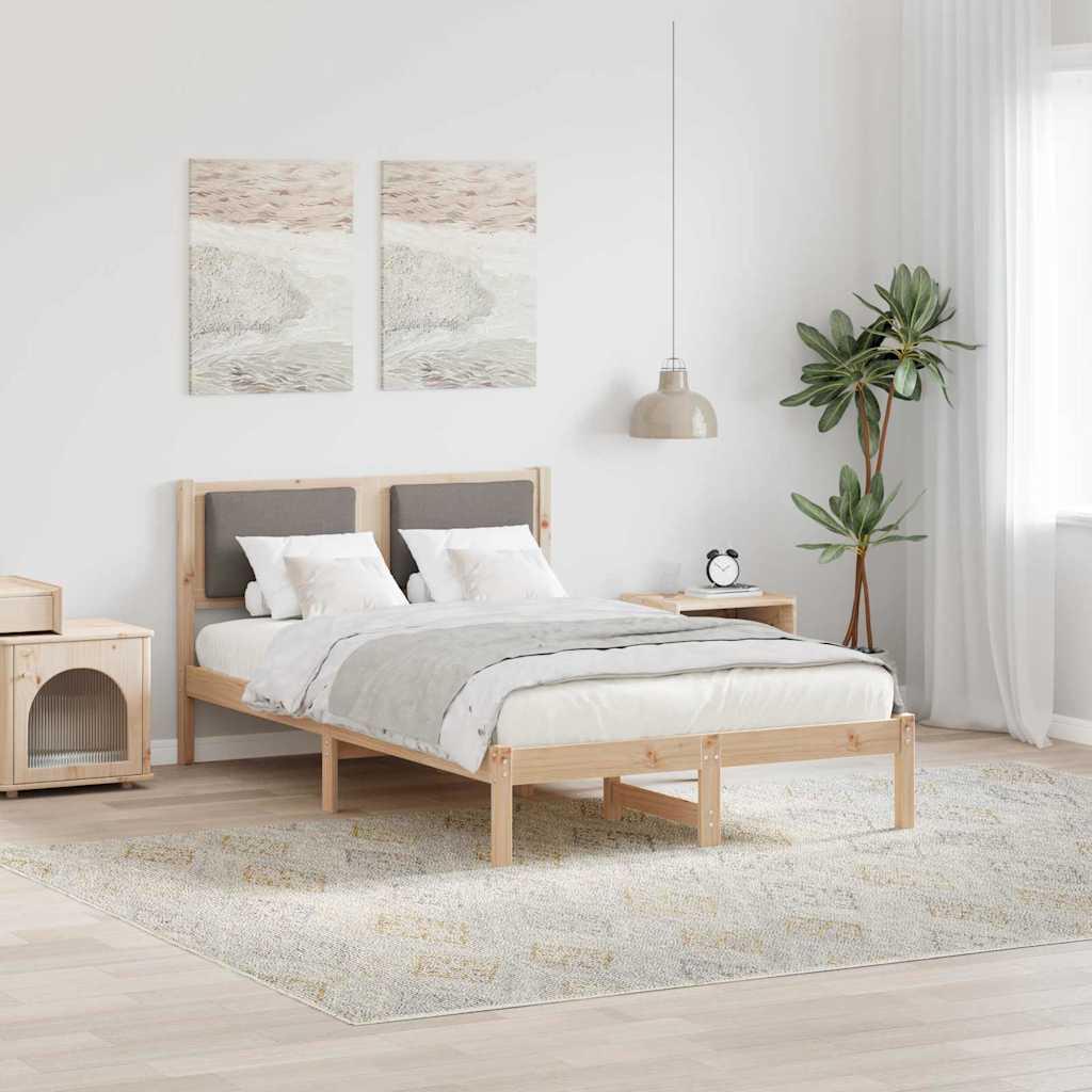 Sengestel med hovedgærde Gråbrun 120 x 200 cm Massiv fyrretræ billede