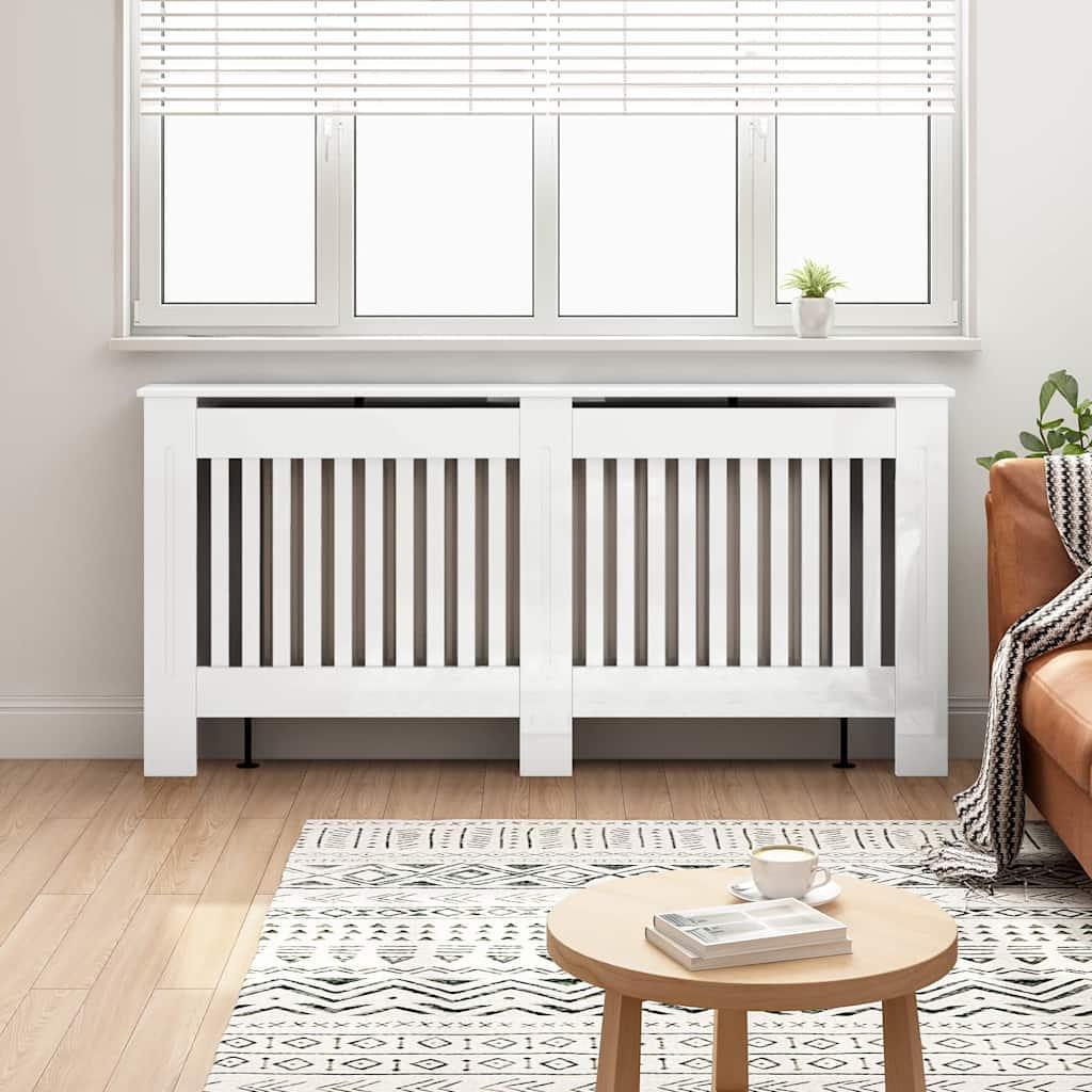 Radiatorcover Høj gloss hvid 172 x 19 x 81,5 cm Konstrueret træ billede