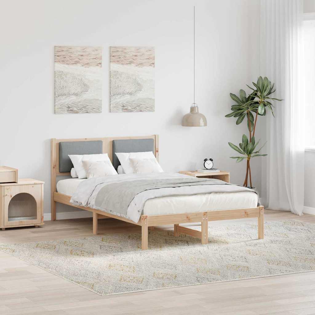 Sengestel med hovedgærde Lysegrå 120 x 200 cm Massiv fyrretræ billede