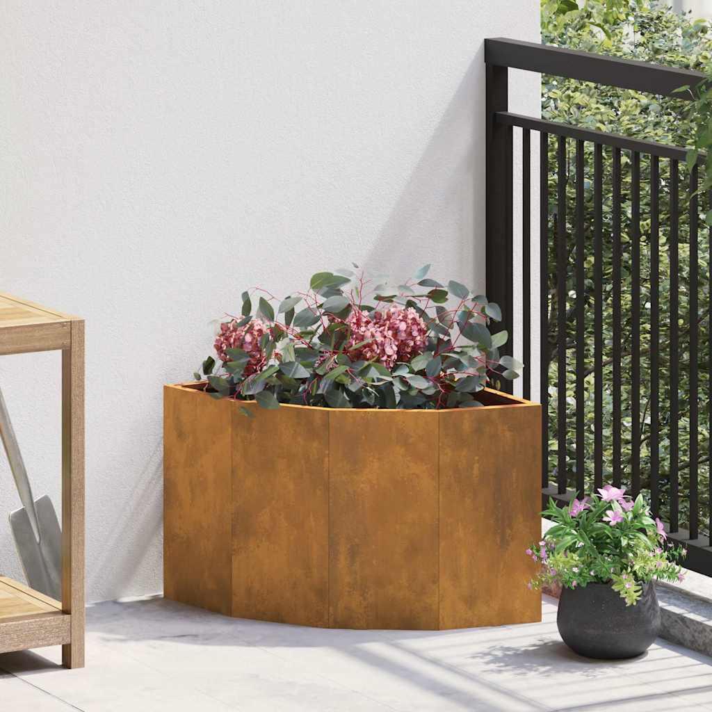 Hjørne Plantekasse Rusten 45 x 45 x 35 cm Forvitret stål billede