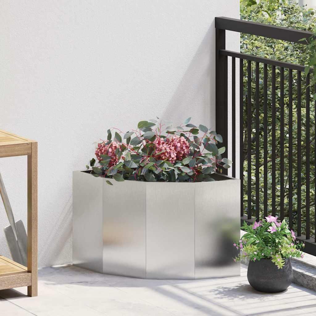 Hjørne Plantekasse Sølv 45 x 45 x 35 cm Rustfrit stål billede
