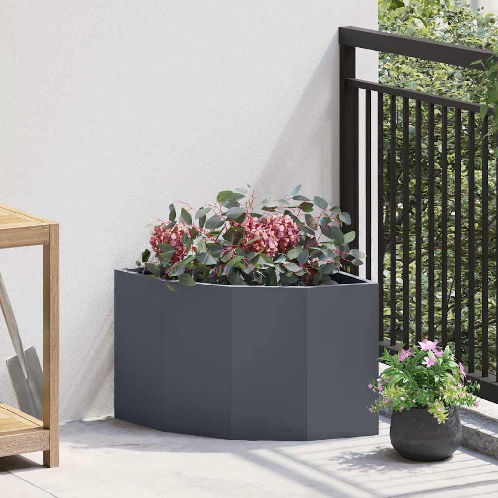 Hjørne Plantekasse Antracit 45 x 45 x 35 cm Stål billede