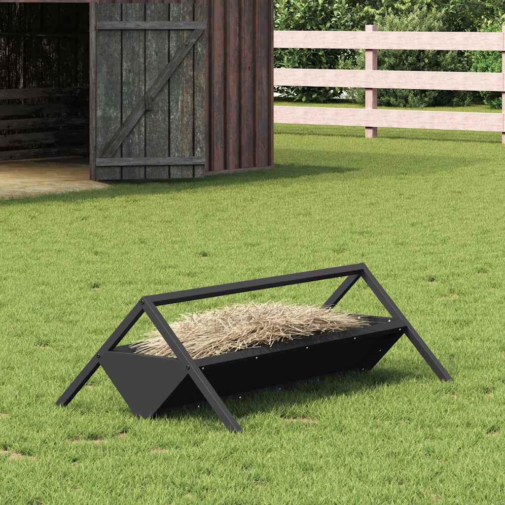 Fodertrug til husdyr Sort 111 x 76 x 38 cm Koldvalset Stål billede