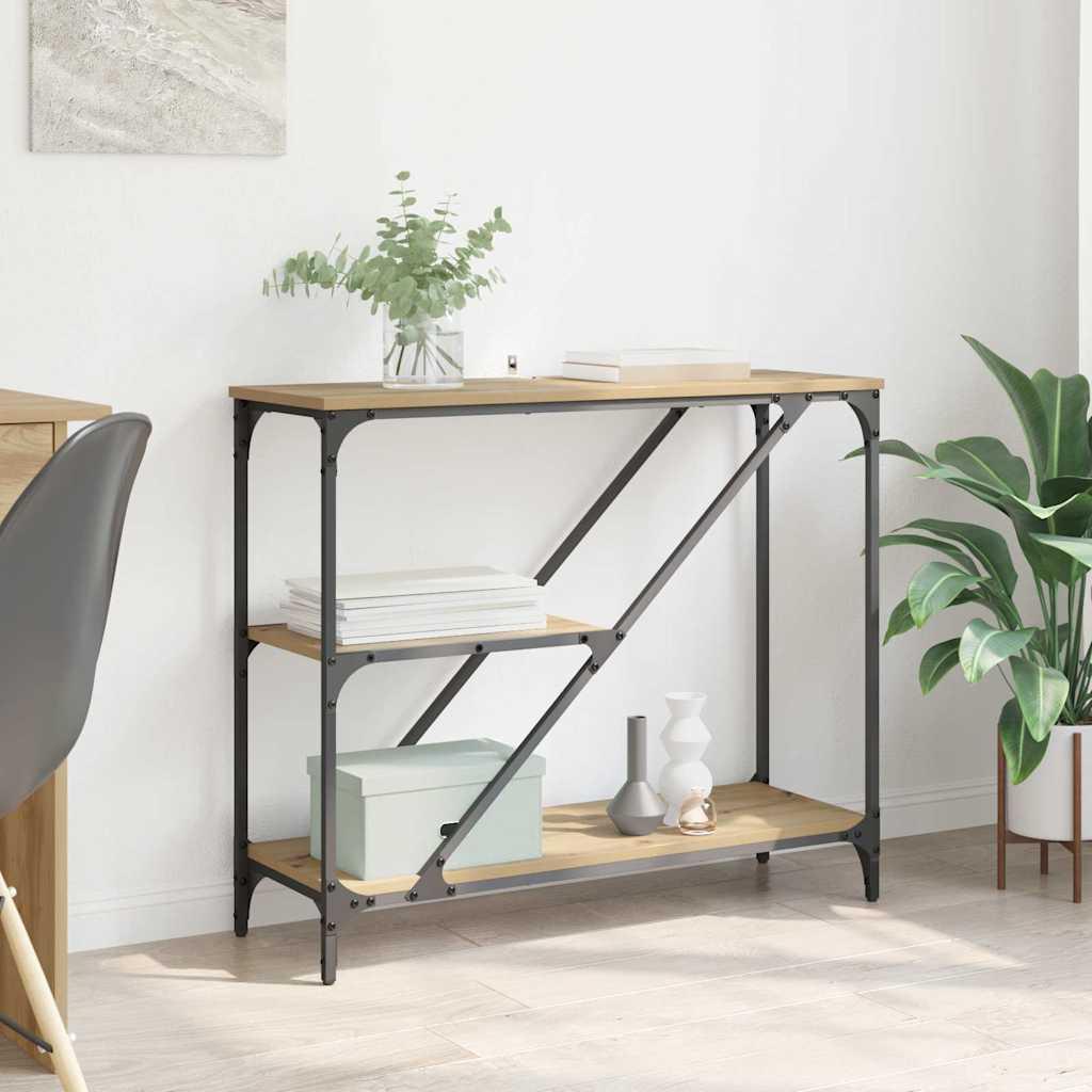 Konsolbord Artisan Egetræ 88,5 x 30 x 75 cm Konstrueret træ billede