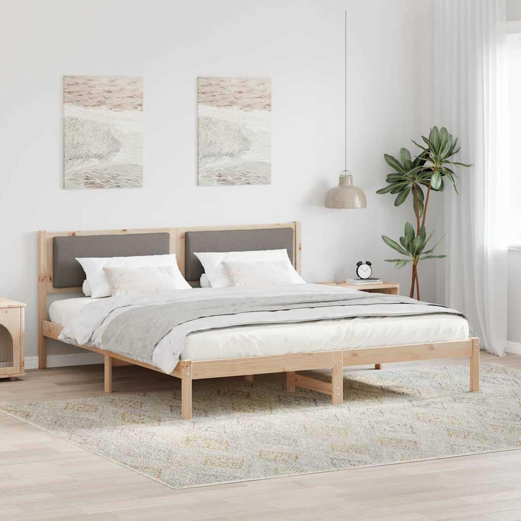 Sengestel med hovedgærde Gråbrun 180 x 200 cm Massiv fyrretræ billede