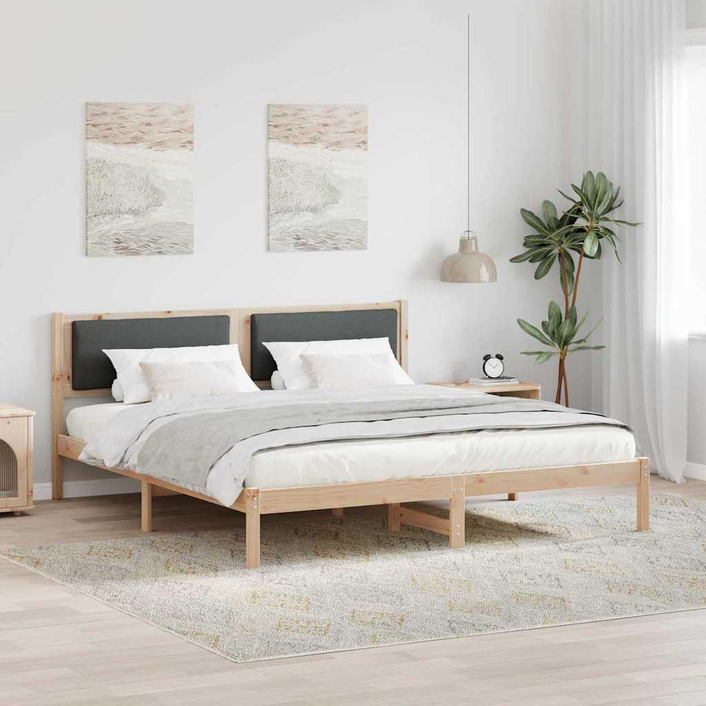Sengestel med hovedgærde Mørkegrå 180 x 200 cm Massiv fyrretræ billede