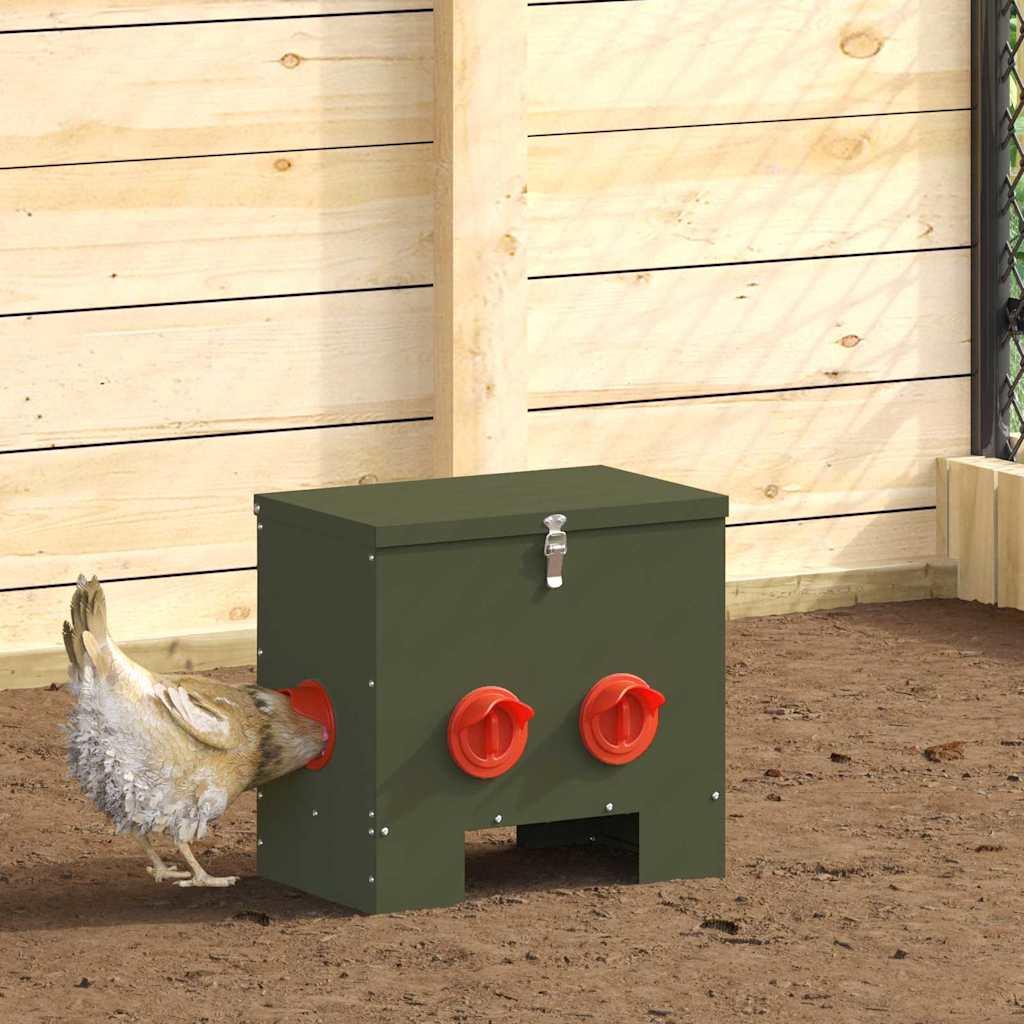 Hønsefoder Oliven grøn 60.5 x 29 x 51 cm Koldvalset Stål billede