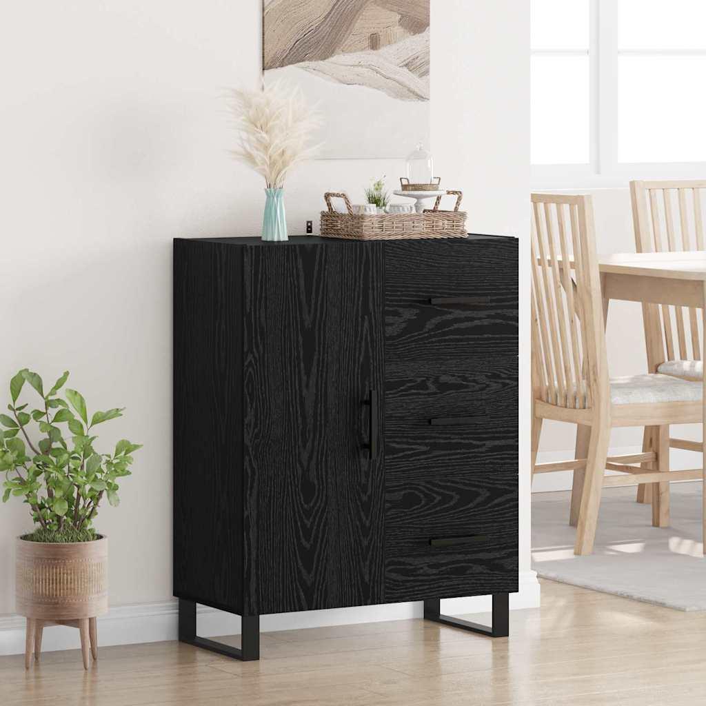 Sidebord Sort eg 69,5 x 34 x 90 cm Ingeniørt træ og jern billede