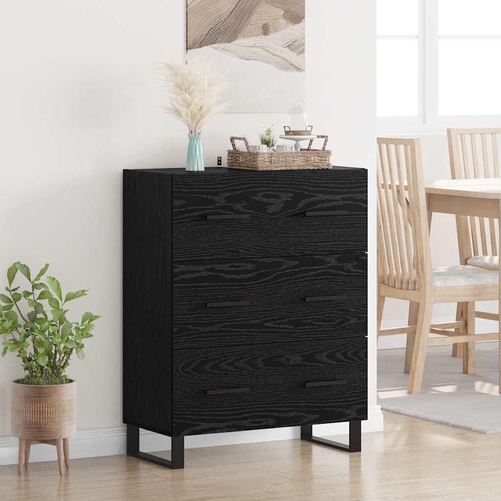 Sidebord Sort eg 69,5 x 34 x 90 cm Ingeniørt træ og jern billede