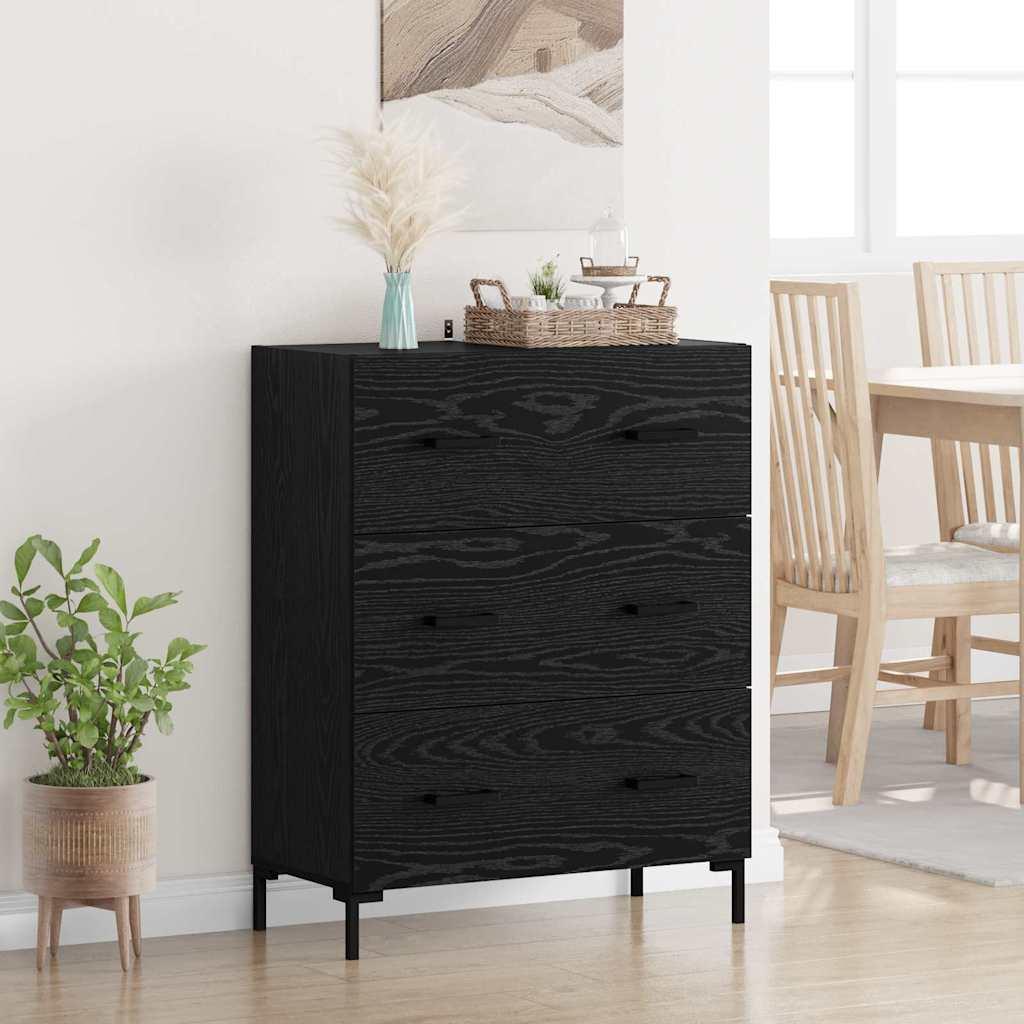 Sidebord Sort eg 69,5 x 34 x 90 cm Ingeniørt træ og jern billede