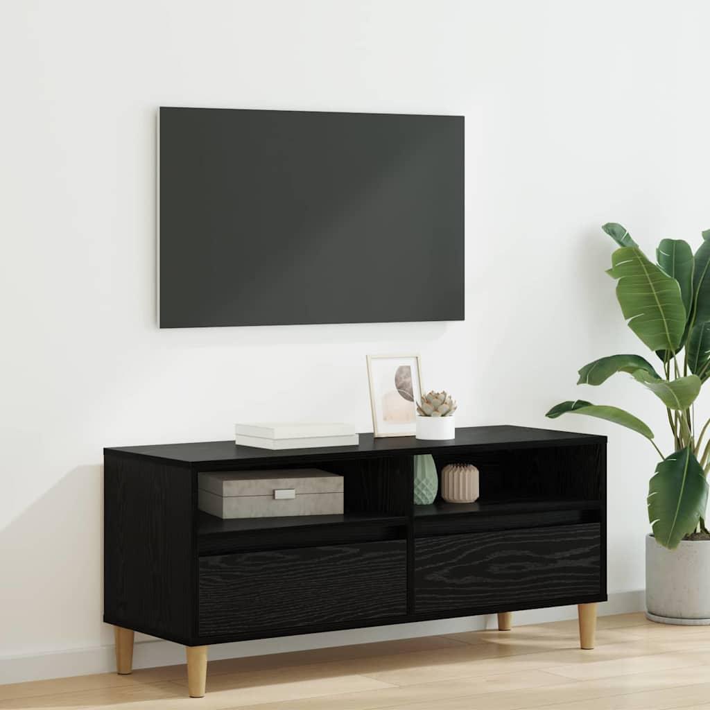 TV-skab med skuffe Sort eg 100 x 34,5 x 44,5 cm Konstrueret træ billede