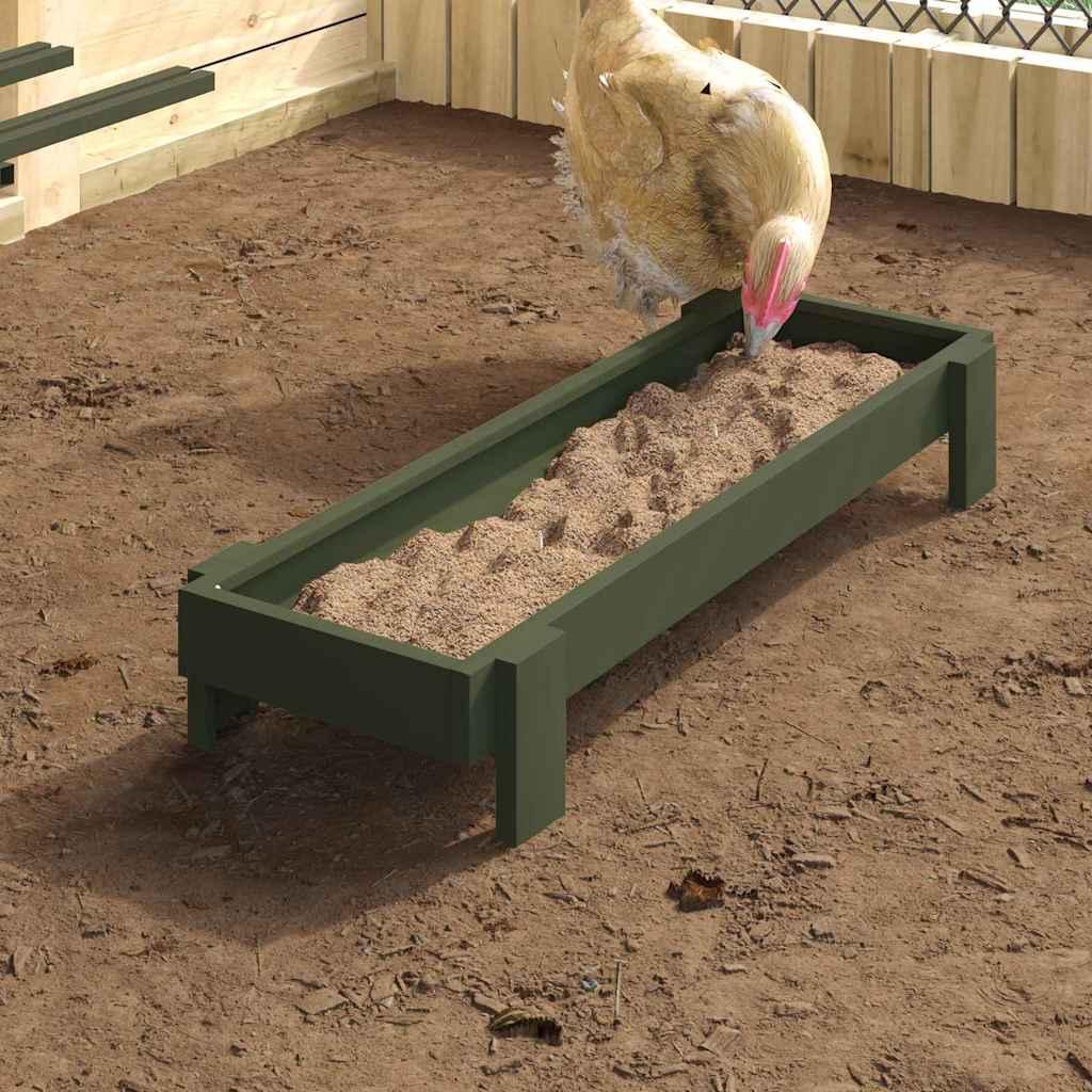 Kyllingefodertrug Oliven grøn 80 x 28 x 13.5 cm Koldvalset Stål billede