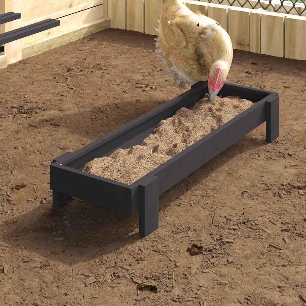 Kyllingefodertrug Sort 80 x 28 x 13.5 cm Koldvalset Stål billede