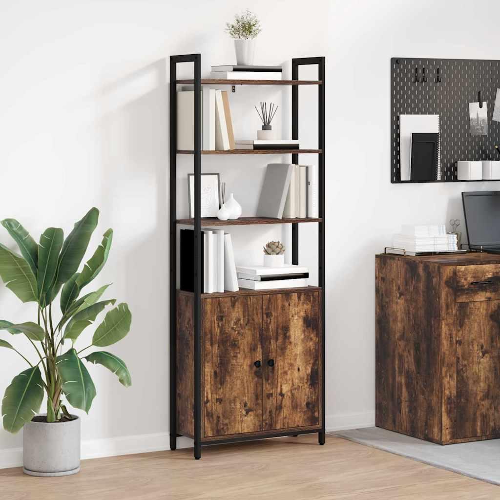 Bogskab Røget eg 60 x 24 x 161 cm Konstrueret træ billede