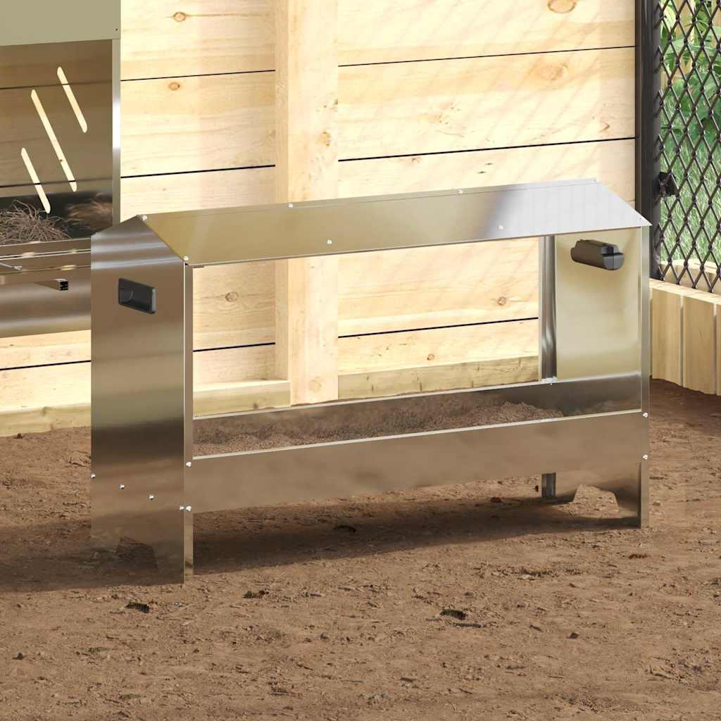 Kyllingefodertrug Sølv 81 x 32 x 53,5 cm Galvaniseret stål billede