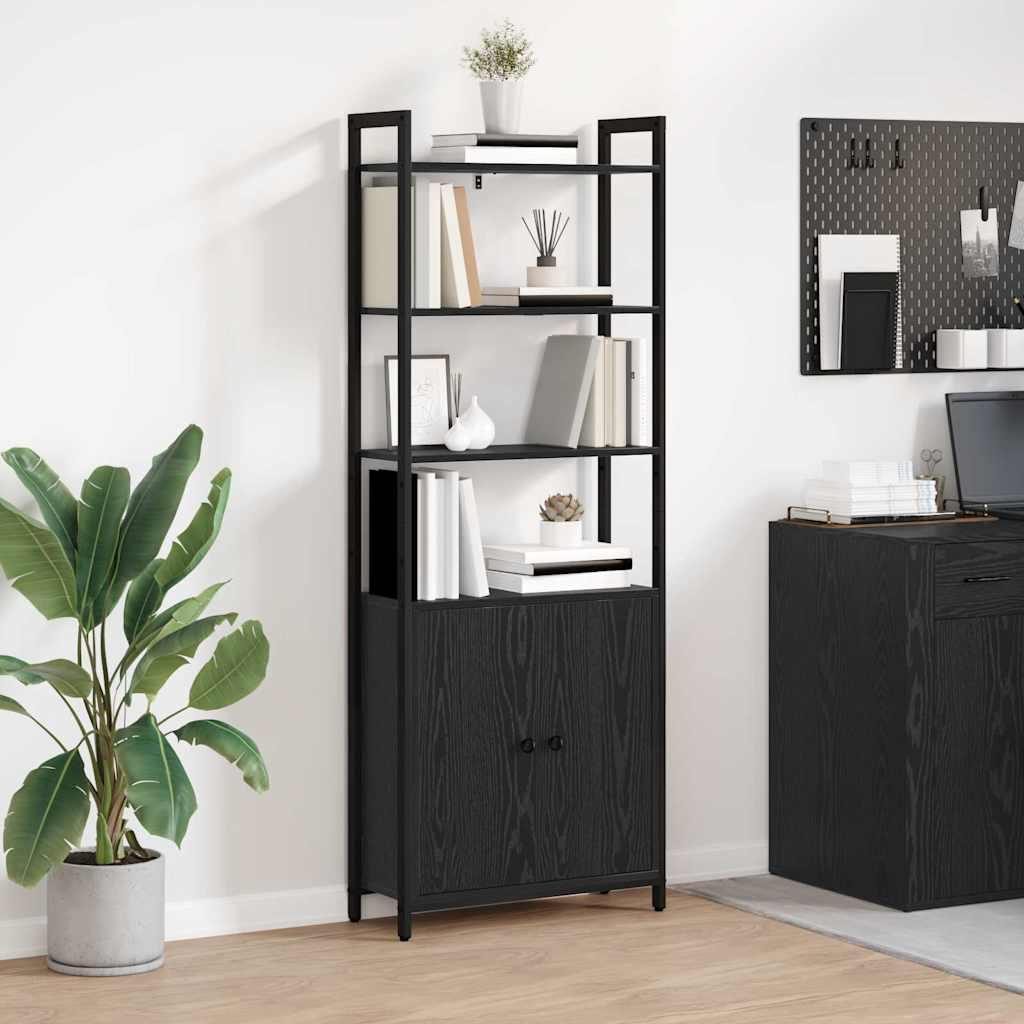 Bogskab Sort eg 60 x 24 x 161 cm Konstrueret træ billede