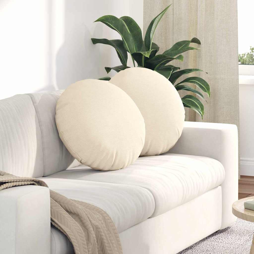 Sædepuder 2 stk Creme Ø 50 cm Velourstof billede