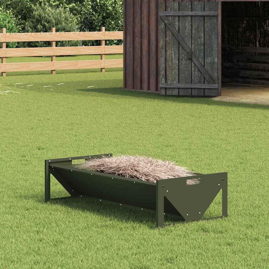 Fodertrug til husdyr Oliven grøn 108 x 50 x 28 cm billede