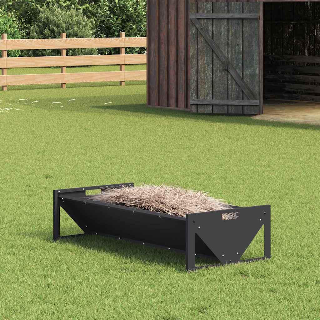 Fodertrug til husdyr Sort 108 x 50 x 28 cm Koldvalset Stål billede