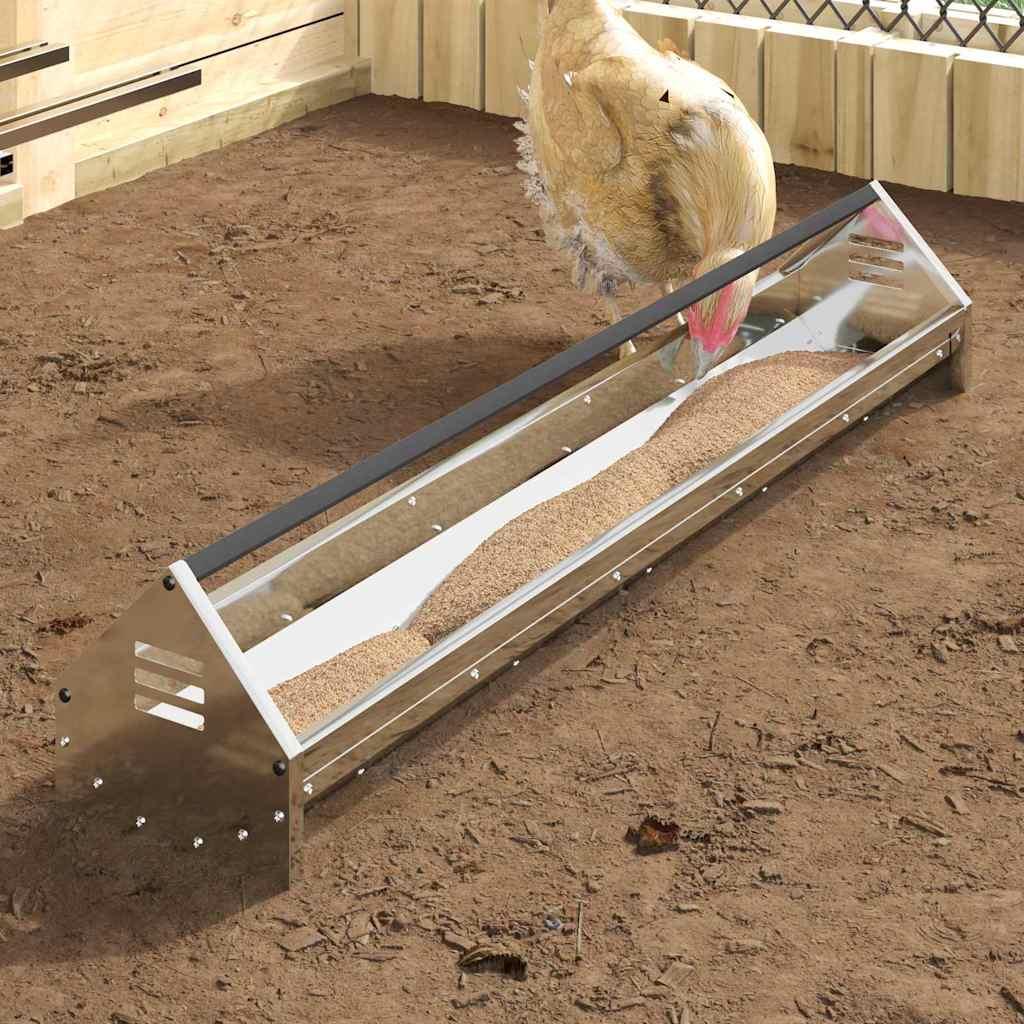 Kyllingefodertrug Sølv 108 x 20,5 x 20 cm Galvaniseret stål billede