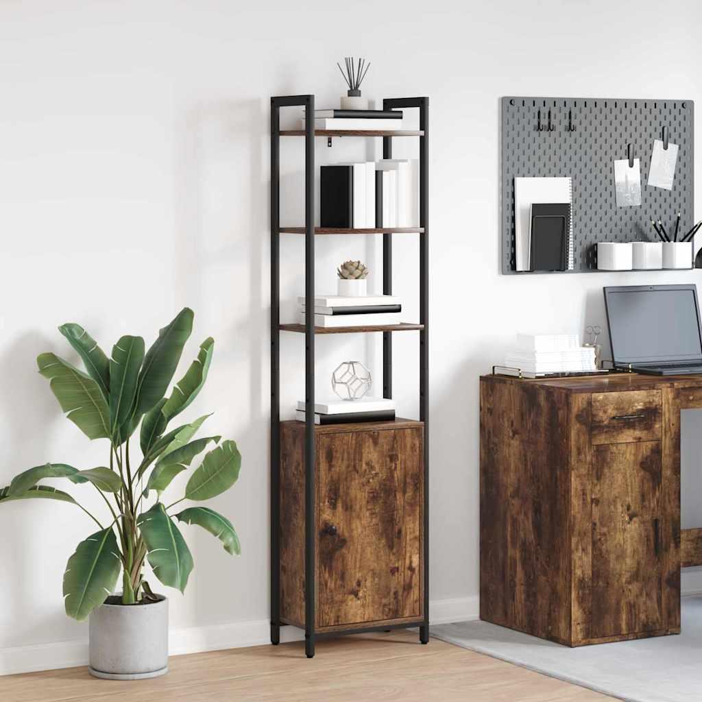 Bogskab Røget eg 40 x 24 x 161 cm Konstrueret træ billede