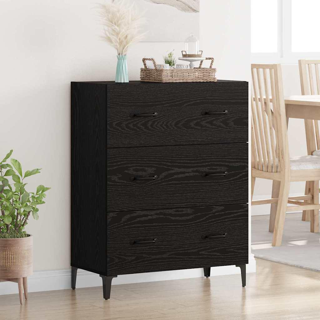 Sidebord Sort eg 69,5 x 34 x 90 cm Ingeniørt træ og jern billede