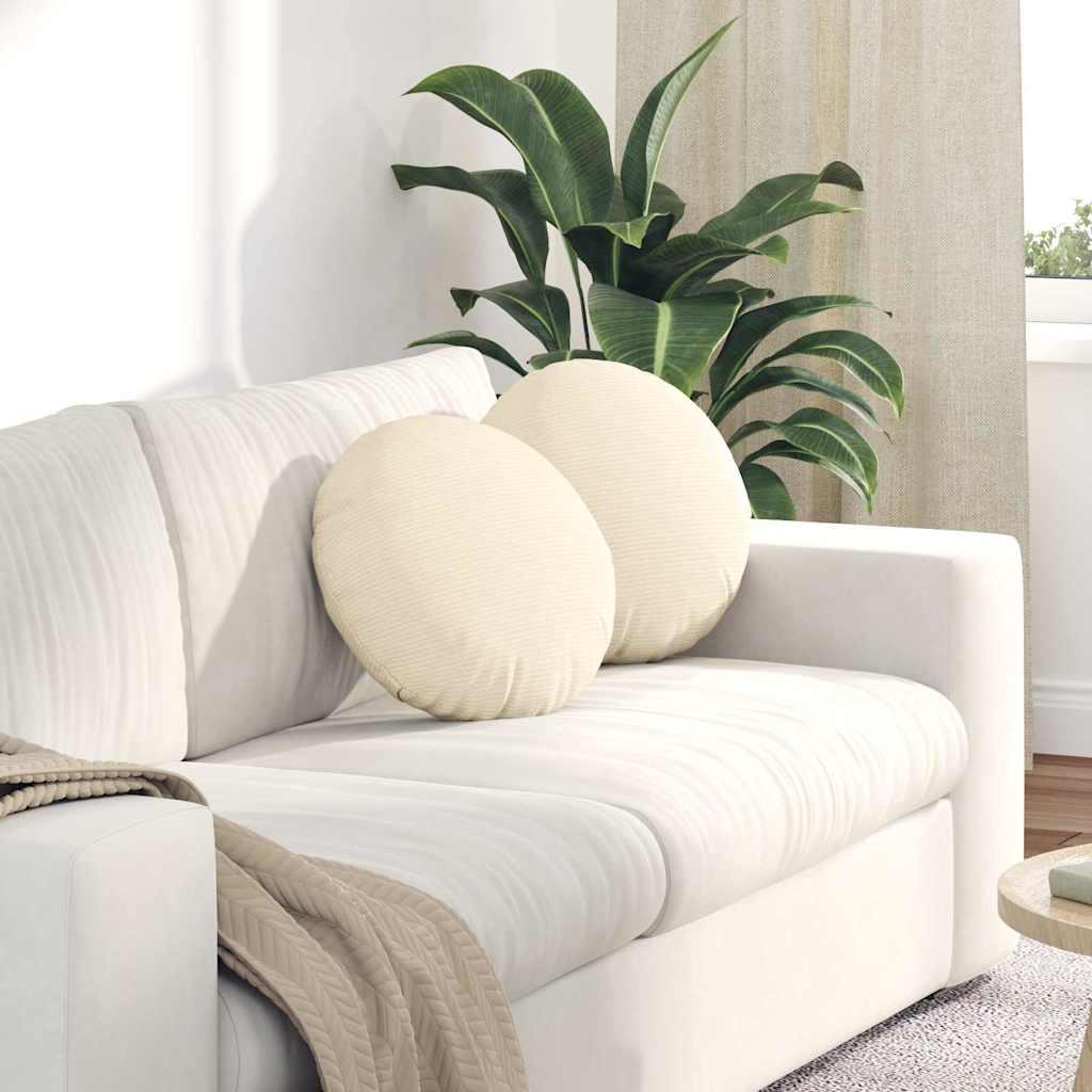 Sædepuder 2 stk Creme Ø 40 cm Velourstof billede