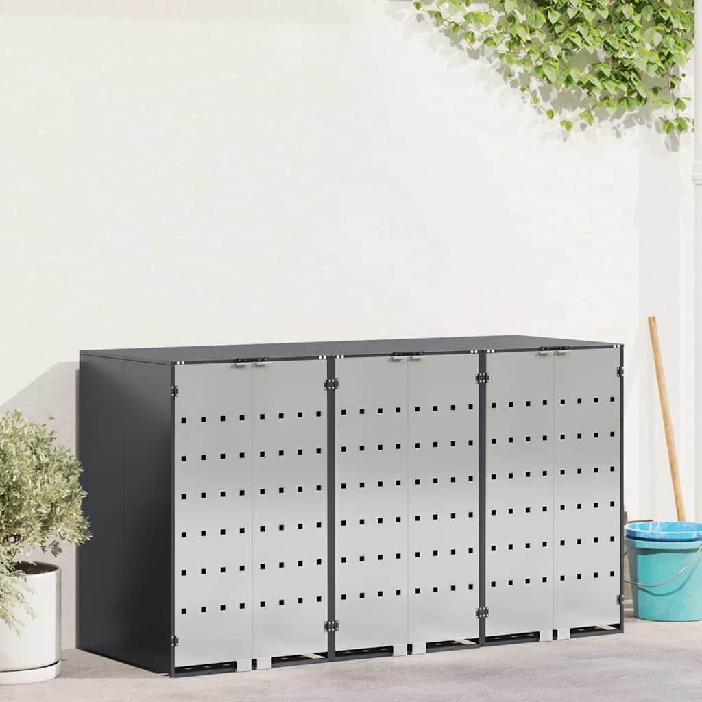 Wheelie Bin Opbevaring til 3 Affaldscontainere Antracit billede