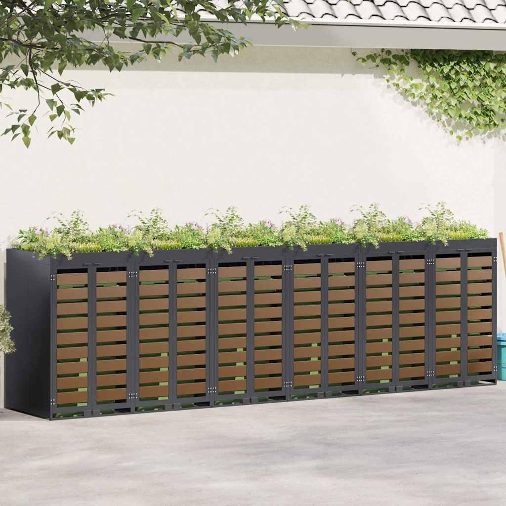 Wheelie Bin Opbevaring til 3 Affaldscontainere Antracit billede