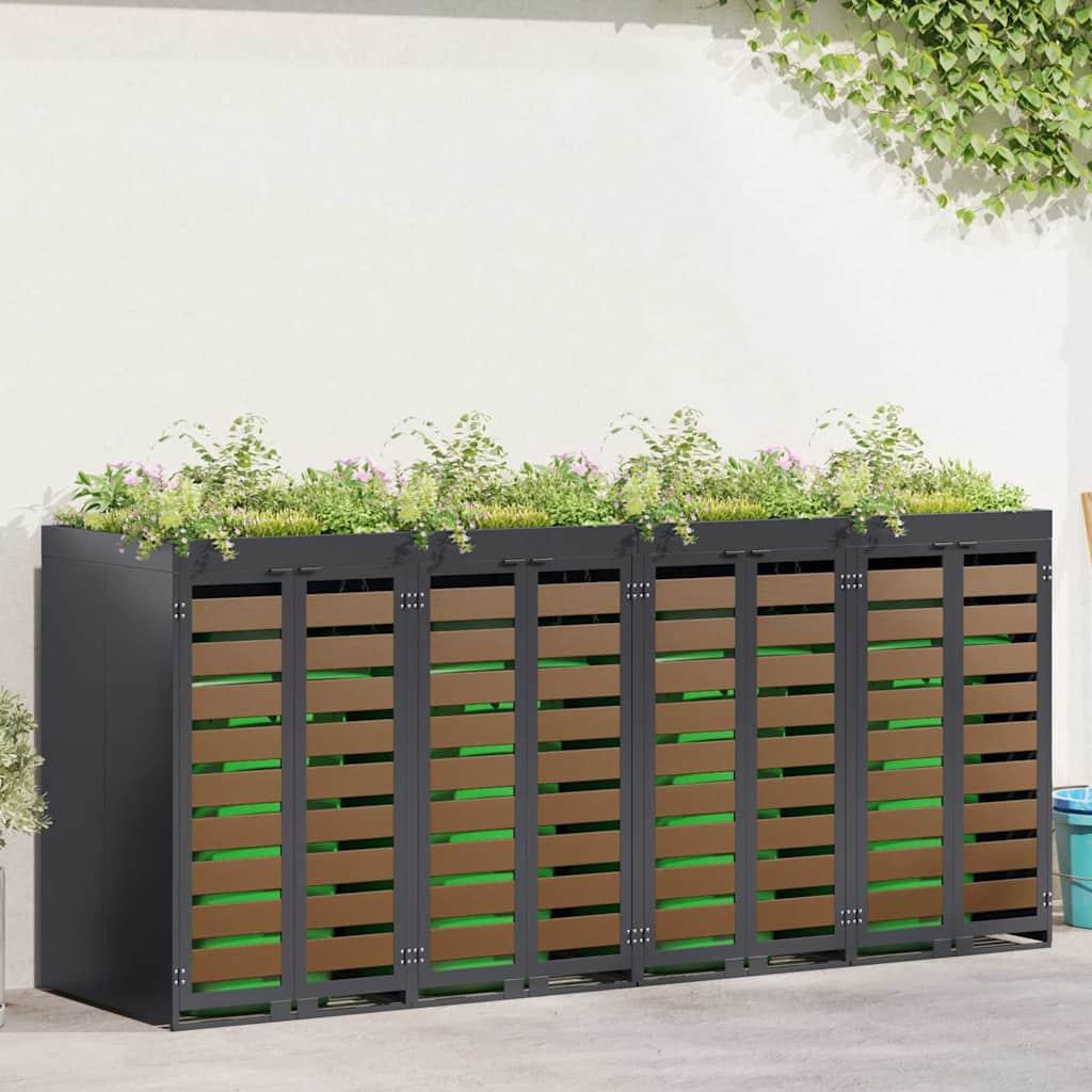 Wheelie Bin Opbevaring til 3 Affaldscontainere Antracit billede