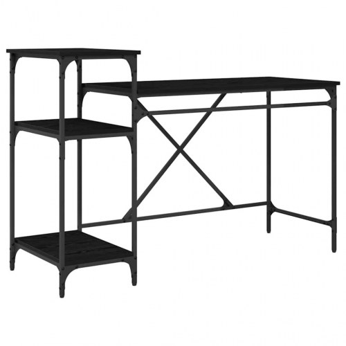 Skrivebord med hylder - sort eg, 135 x 50 x 90 cm