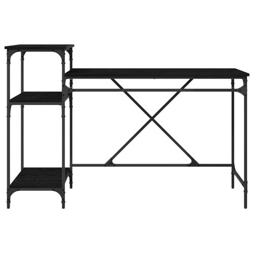 Skrivebord med hylder - sort eg, 135 x 50 x 90 cm