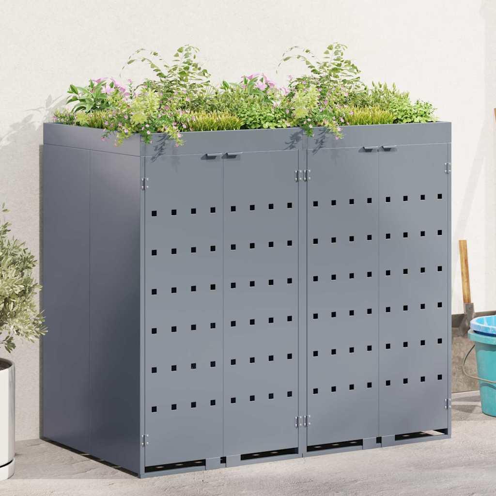 Wheelie Bin Opbevaring til 2 Affaldscontainere Lysegrå billede