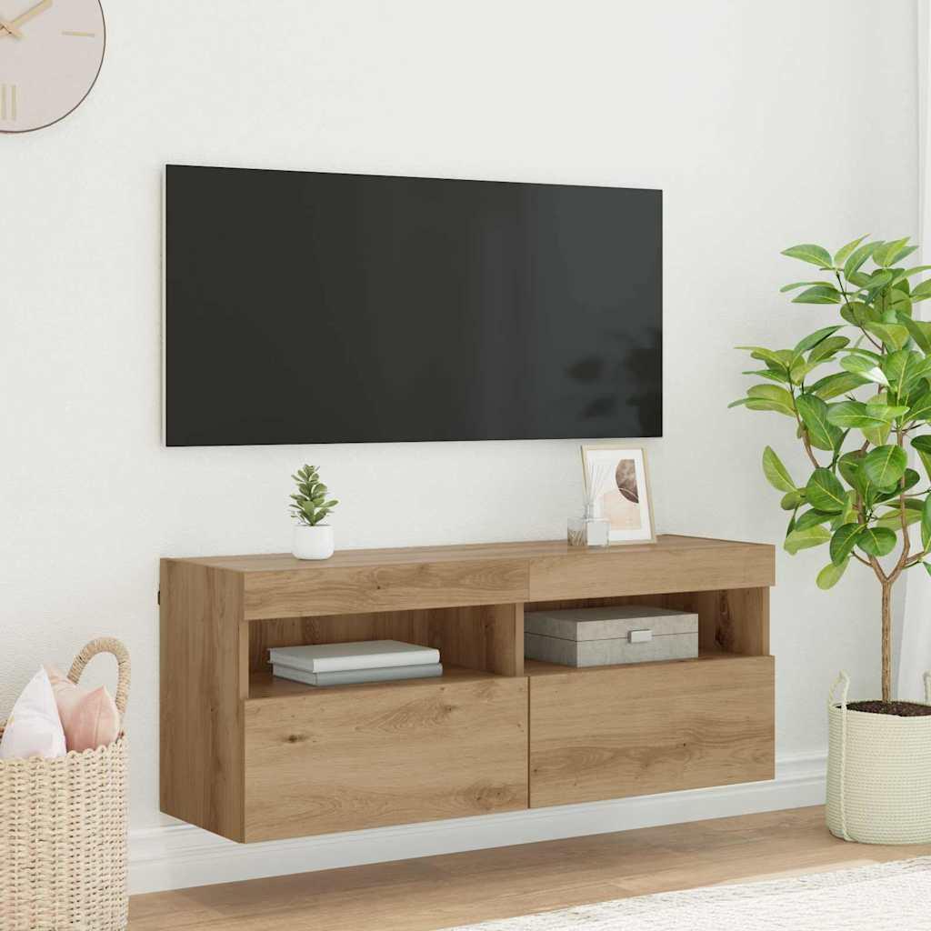 TV vægskab Artisan Egetræ 100 x 30 x 40 cm Konstrueret træ billede