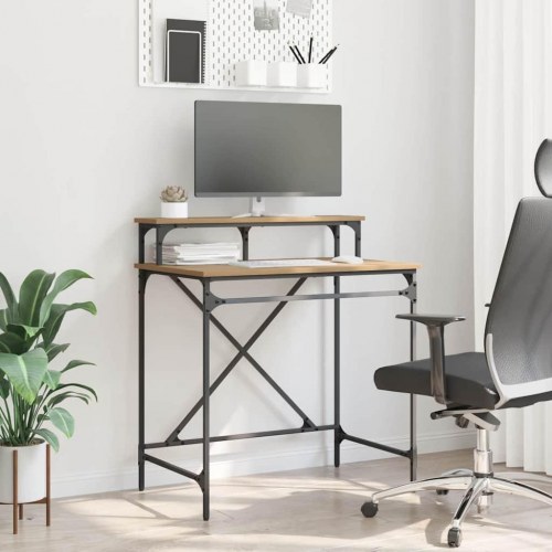 Skrivebord i industriel stil - artisan egetræ 80 x 50 x 90 cm