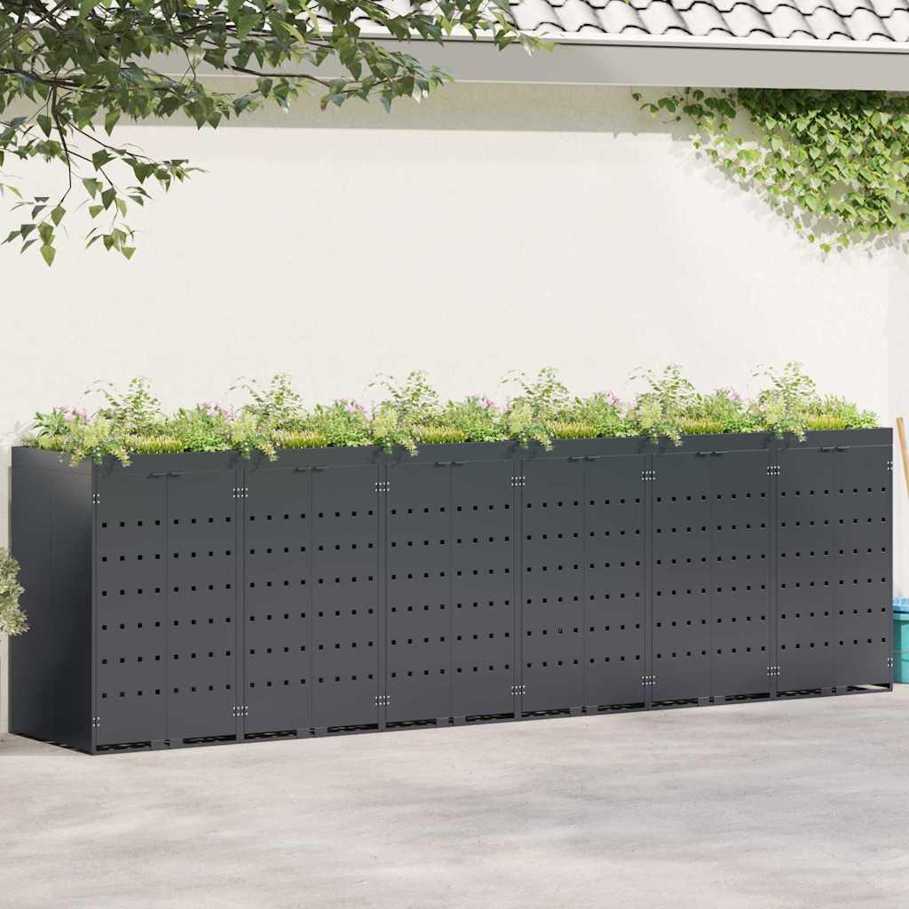 Wheelie Bin Opbevaring til 6 Affaldscontainere Antracit billede