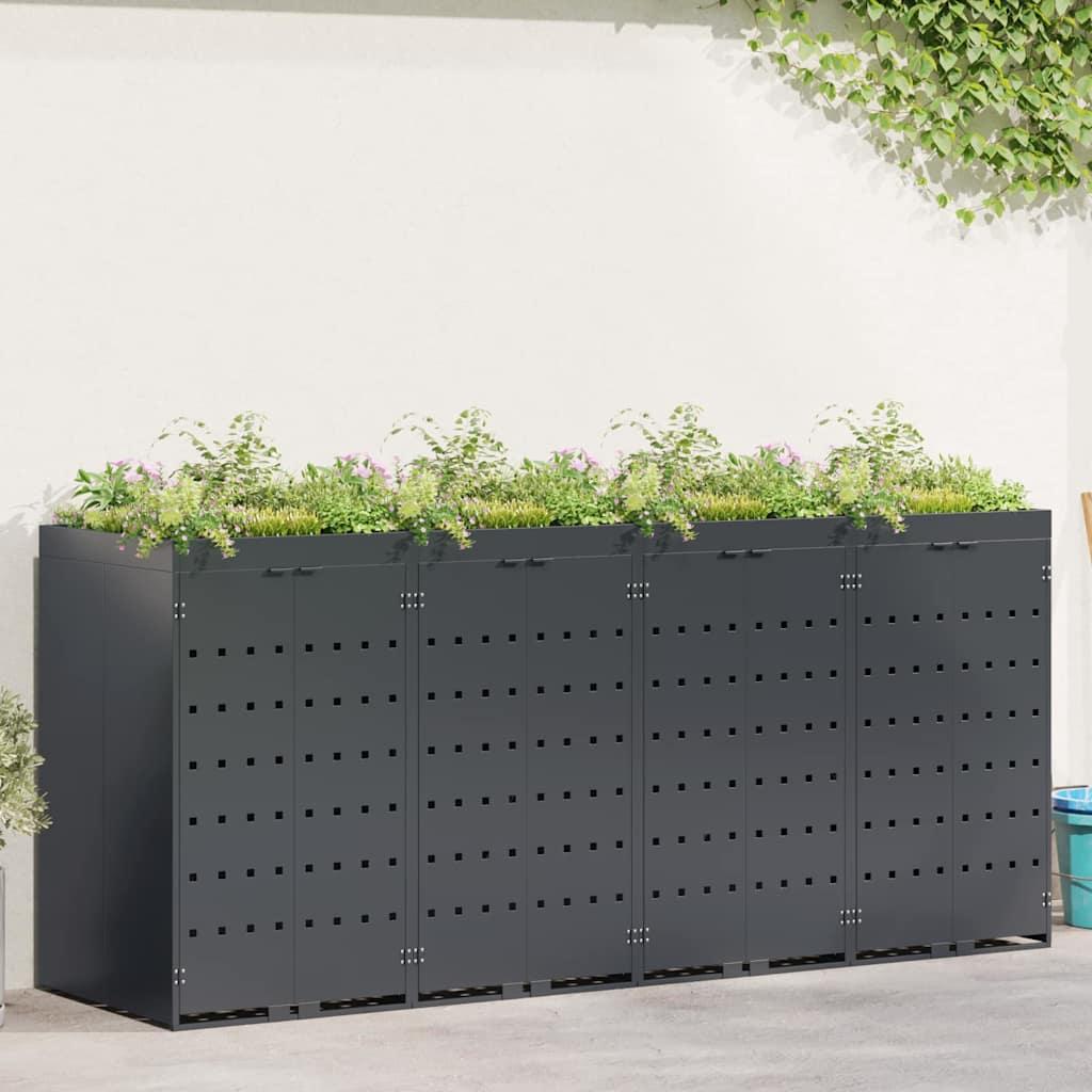 Wheelie Bin Opbevaring til 4 Affaldscontainere Antracit billede
