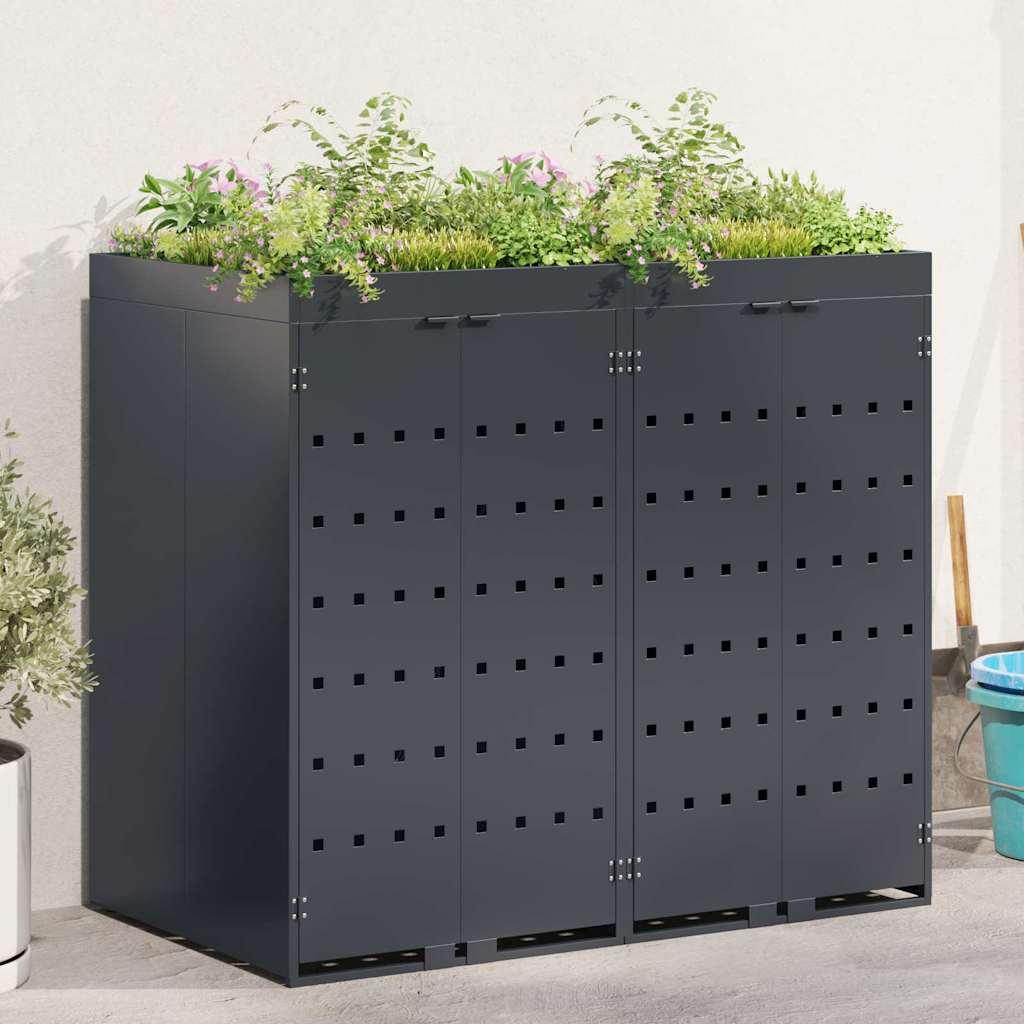 Wheelie Bin Opbevaring til 2 Affaldscontainere Antracit billede