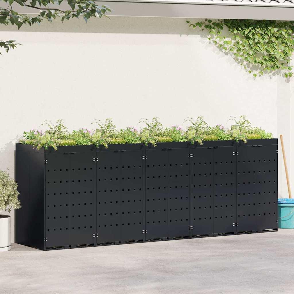 Wheelie Bin Opbevaring til 5 Affaldscontainere Sort billede