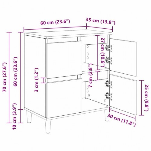Sideboard i konstrueret træ - gammelt træ, 60 × 35 × 70 cm