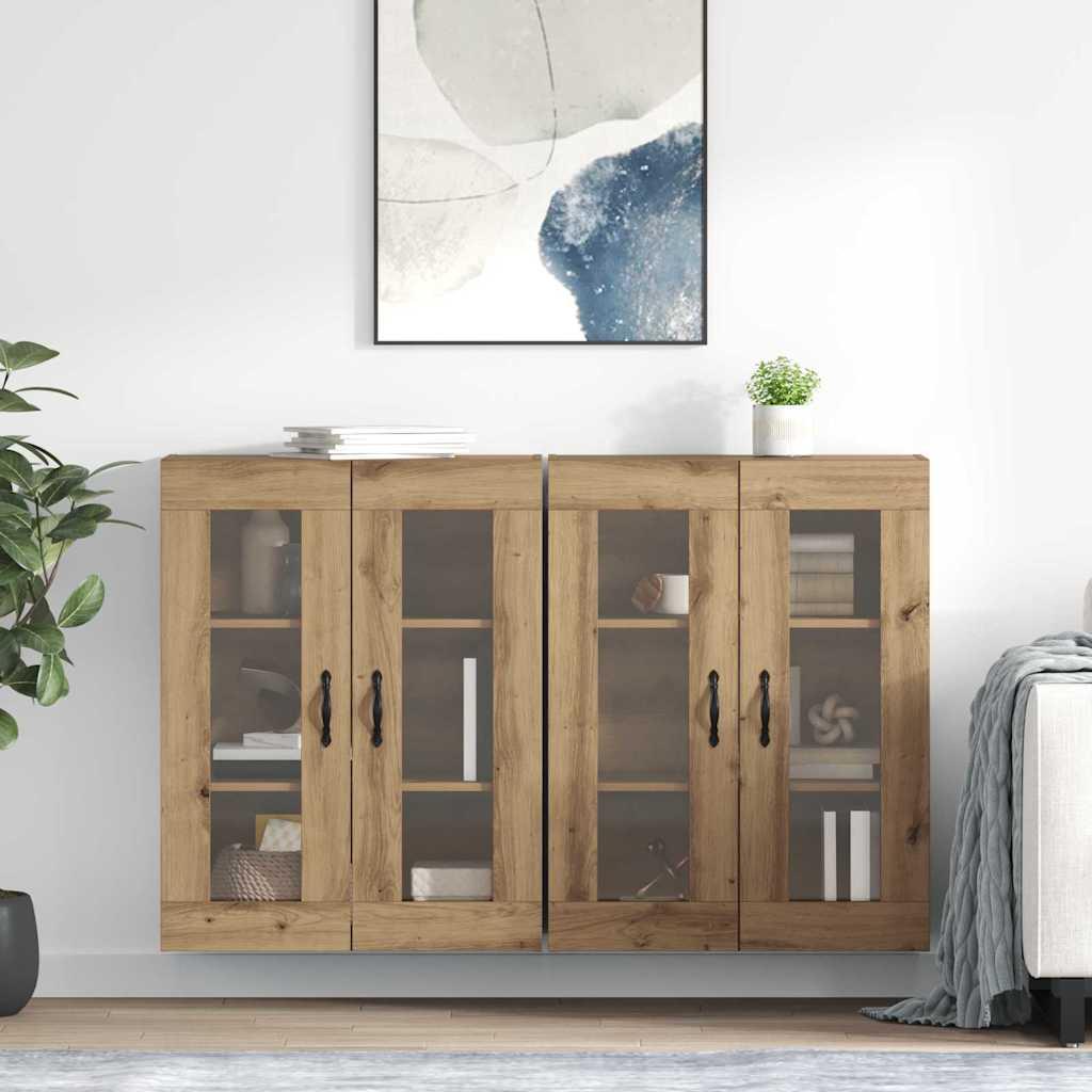 Væghængte skabe 2 stk Artisan Egetræ 69,5 x 34 x 90 cm billede