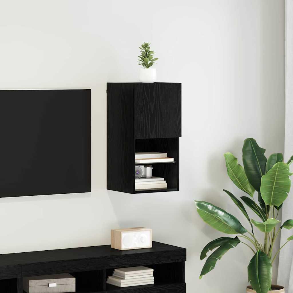 Væghængt TV Skab Sort eg 30,5 x 30 x 60 cm Konstrueret træ billede