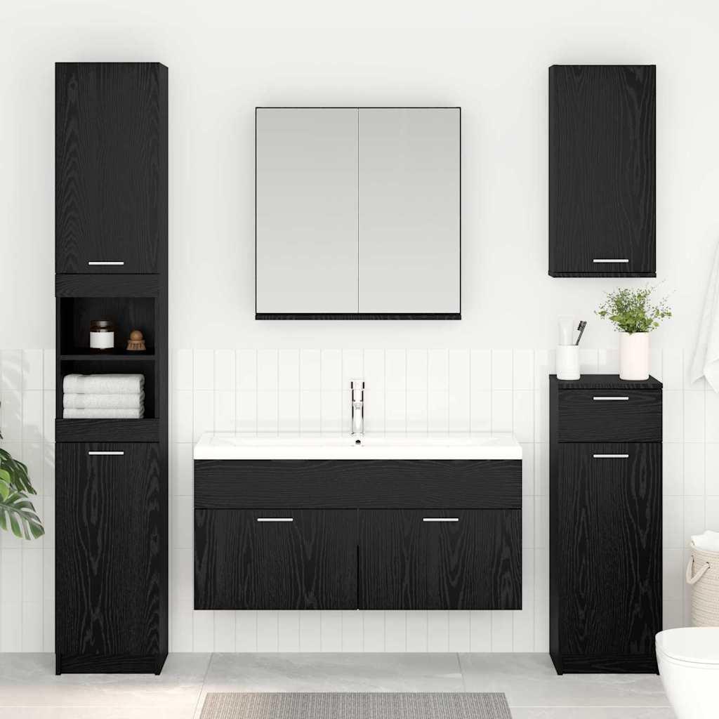 Vaskeskab med dør Sort eg 38,5 x 100 x 46 cm Konstrueret træ billede