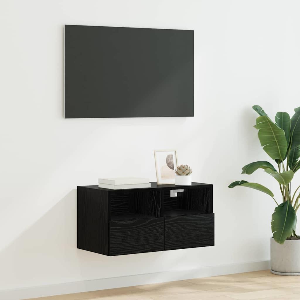 TV vægskab Vægmonteret Sort eg 60 x 30 x 30 cm Konstrueret træ billede