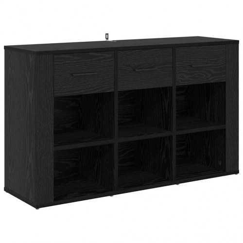 Sidebord/skænk med skuffe - sort eg, 100 × 30 × 59,5 cm, konstrueret træ