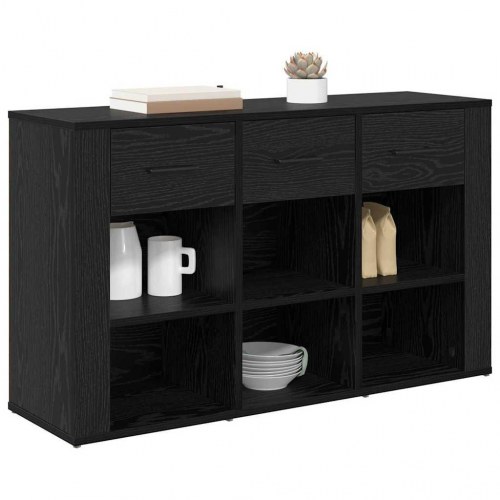 Sidebord/skænk med skuffe - sort eg, 100 × 30 × 59,5 cm, konstrueret træ