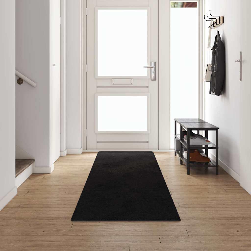 Tæppe Runner Sort 80 x 500 cm 100% Polypropylen Tuft billede