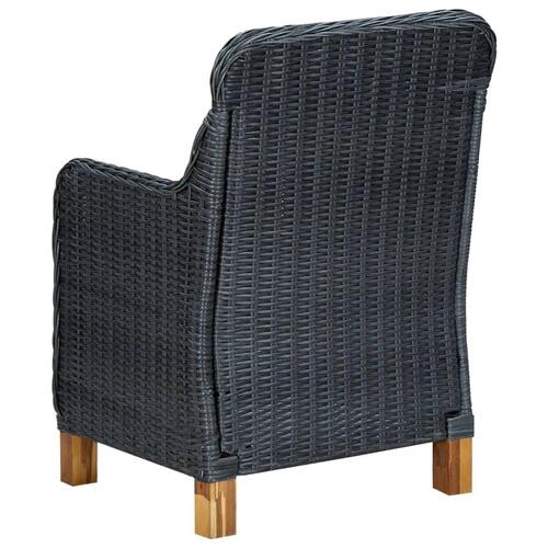 Udendørs spisebordssæt 9 dele med hynder polyrattan mørkegrå