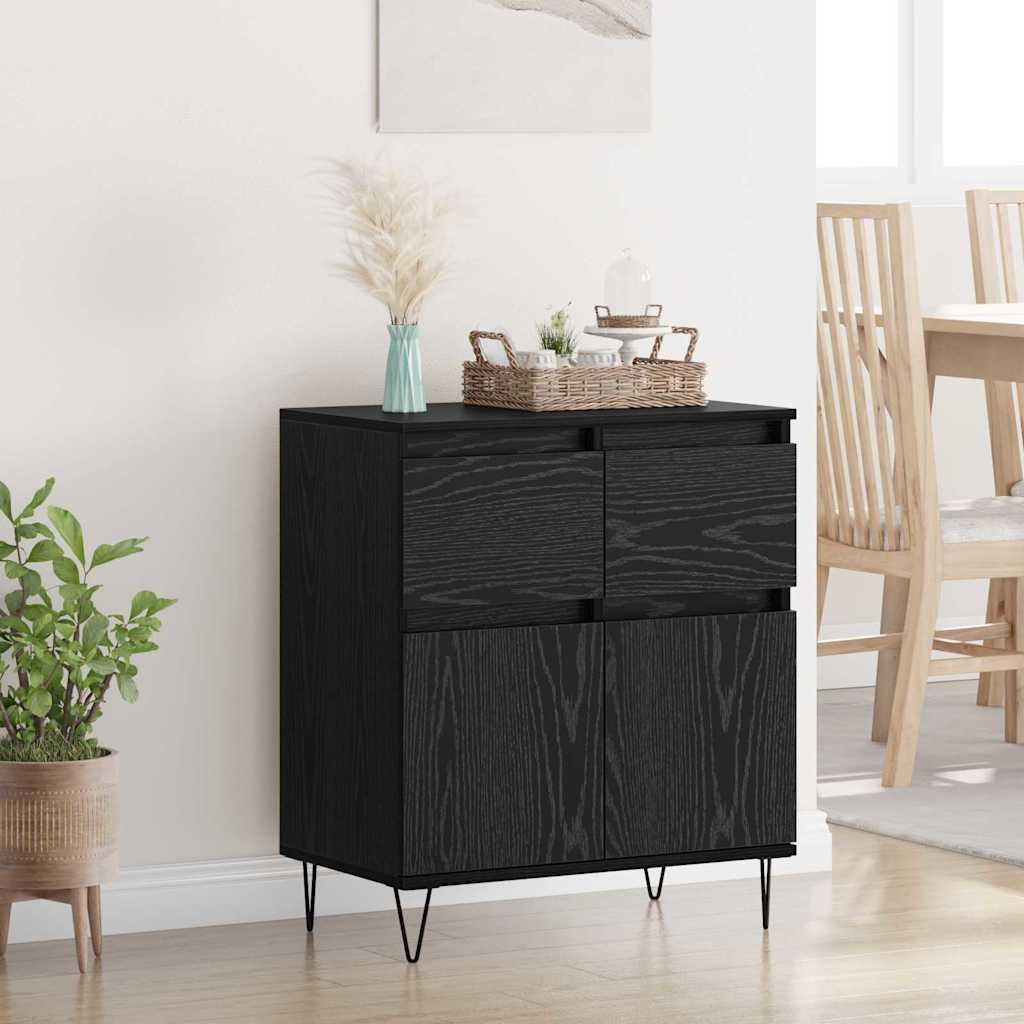 Sidebord Sort eg 60 x 35 x 70 cm Ingeniørt træ og jern billede